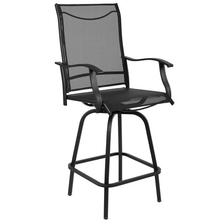 Flash Furniture 2PK Outdoor Stool - 30 inch Patio Bar Stool, Black 2-ET-SWVLPTO-30-BK-GG